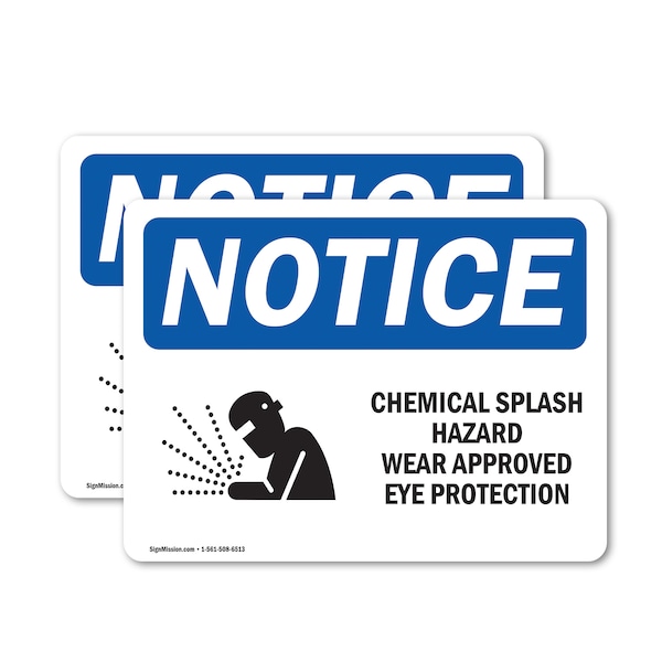 Signmission Chemical Splash Hazard Wear Sign, Vinyl Decal, 10in W x 7in L, 2PK OS-2PACK-NS-D-710-L-10566 - main